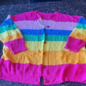 Colorful Striped Cardigan Shein Large